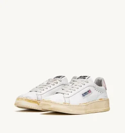 Sneakers Dallas Super Vintage Low In Pelle Bianco Rosa