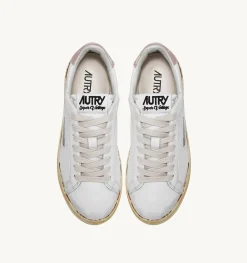 Sneakers Dallas Super Vintage Low In Pelle Bianco Rosa