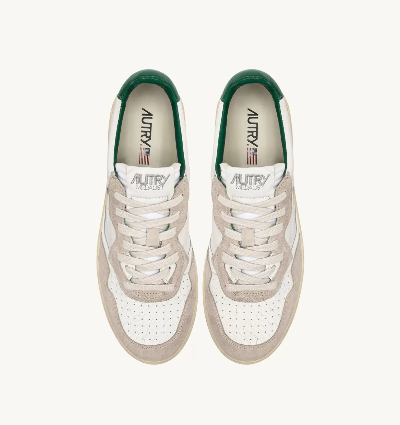 Sneakers Medalist Low In Suede E Pelle Bianca E Verde