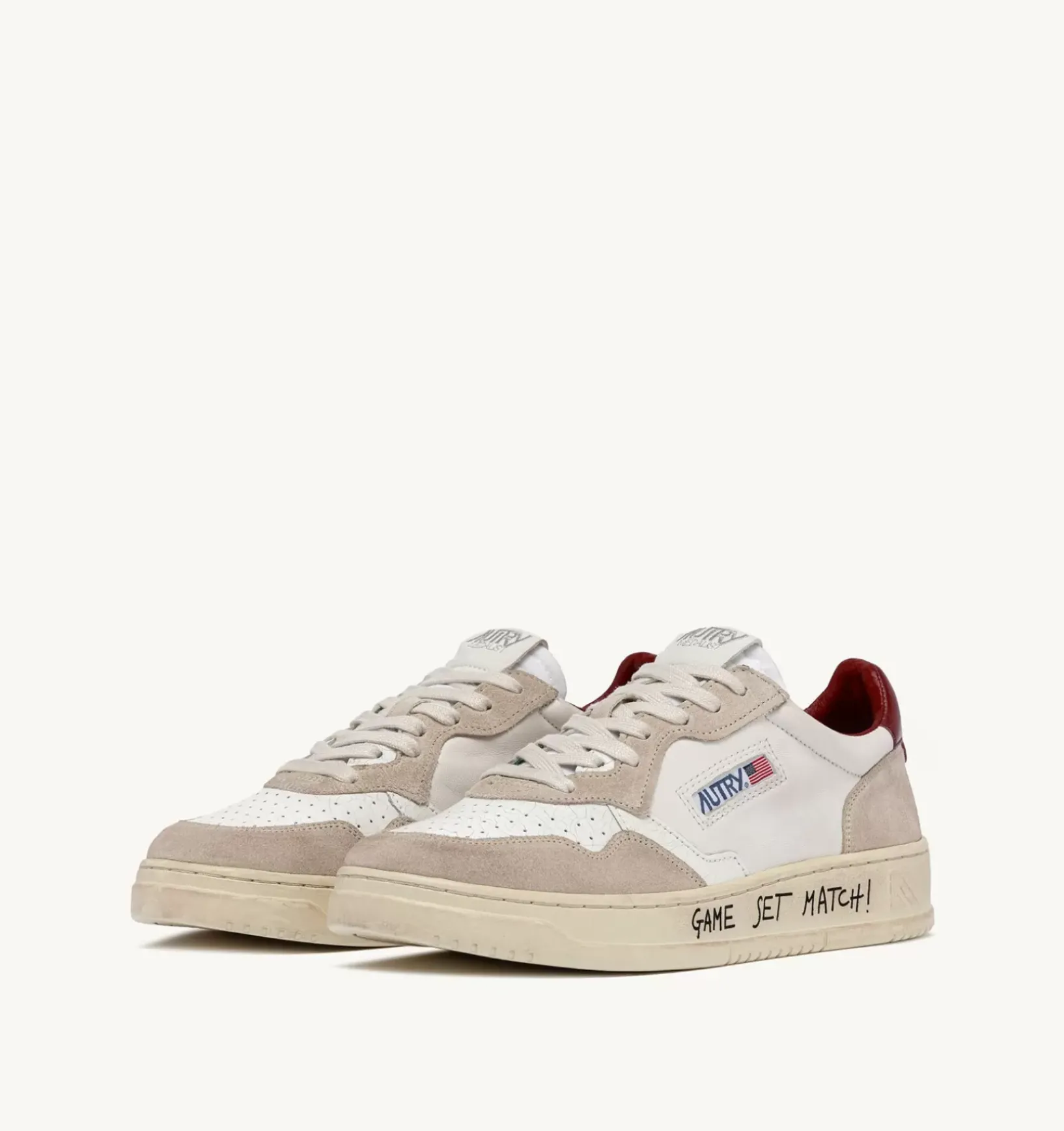 Sneakers Medalist Low In Pelle Bianca E Suede Beige