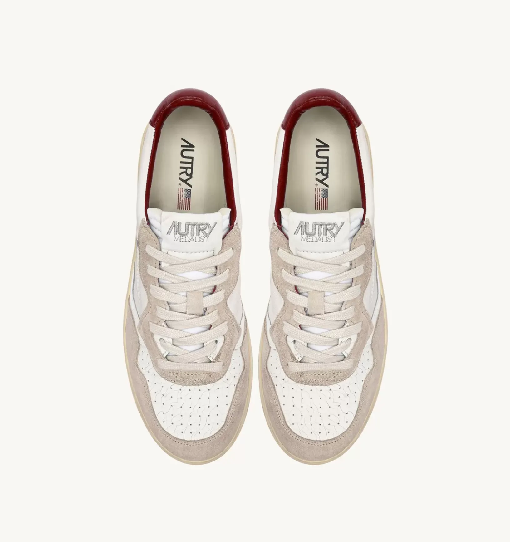 Sneakers Medalist Low In Pelle Bianca E Suede Beige