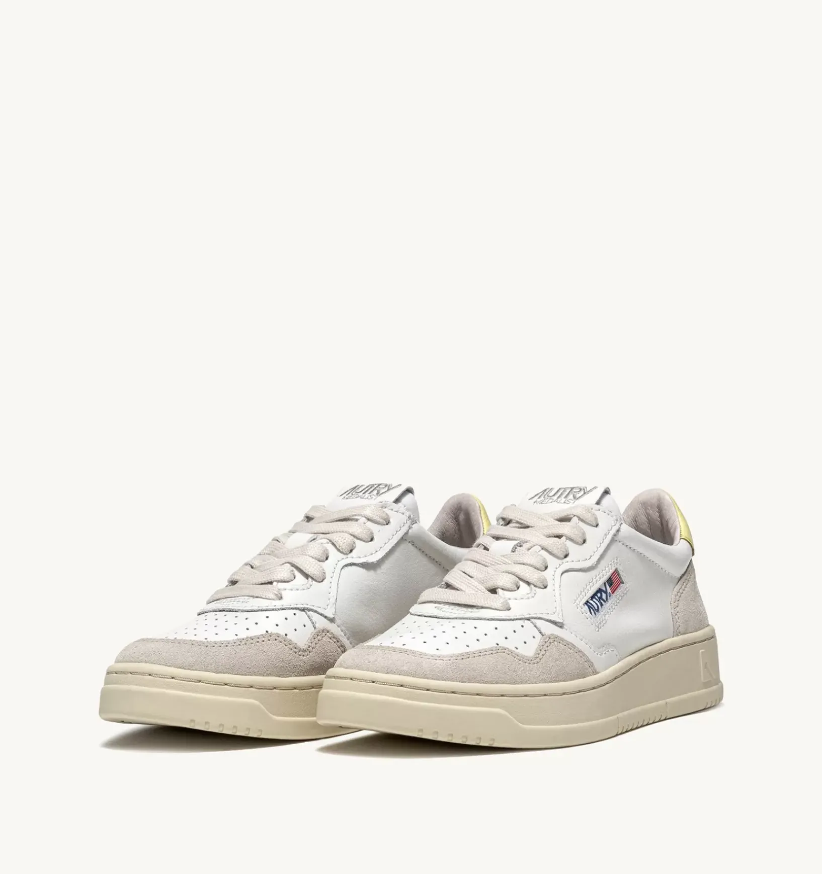 Sneakers Medalist Low In Suede E Pelle Bianca E Gialla