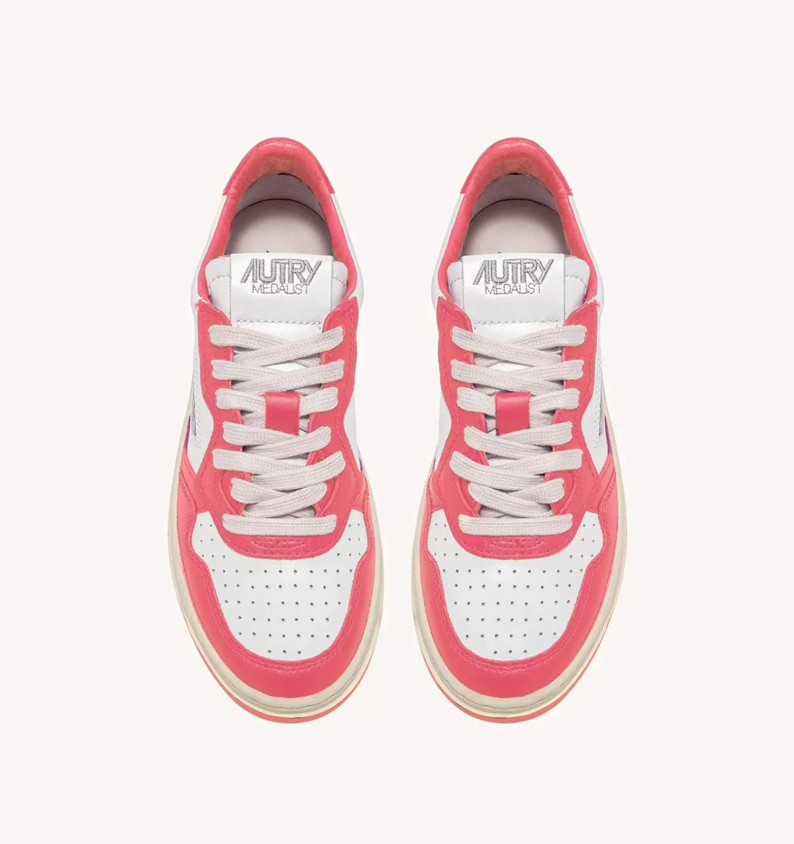 Sneakers Medalist Low In Pelle Bicolore Bianco E Lobster