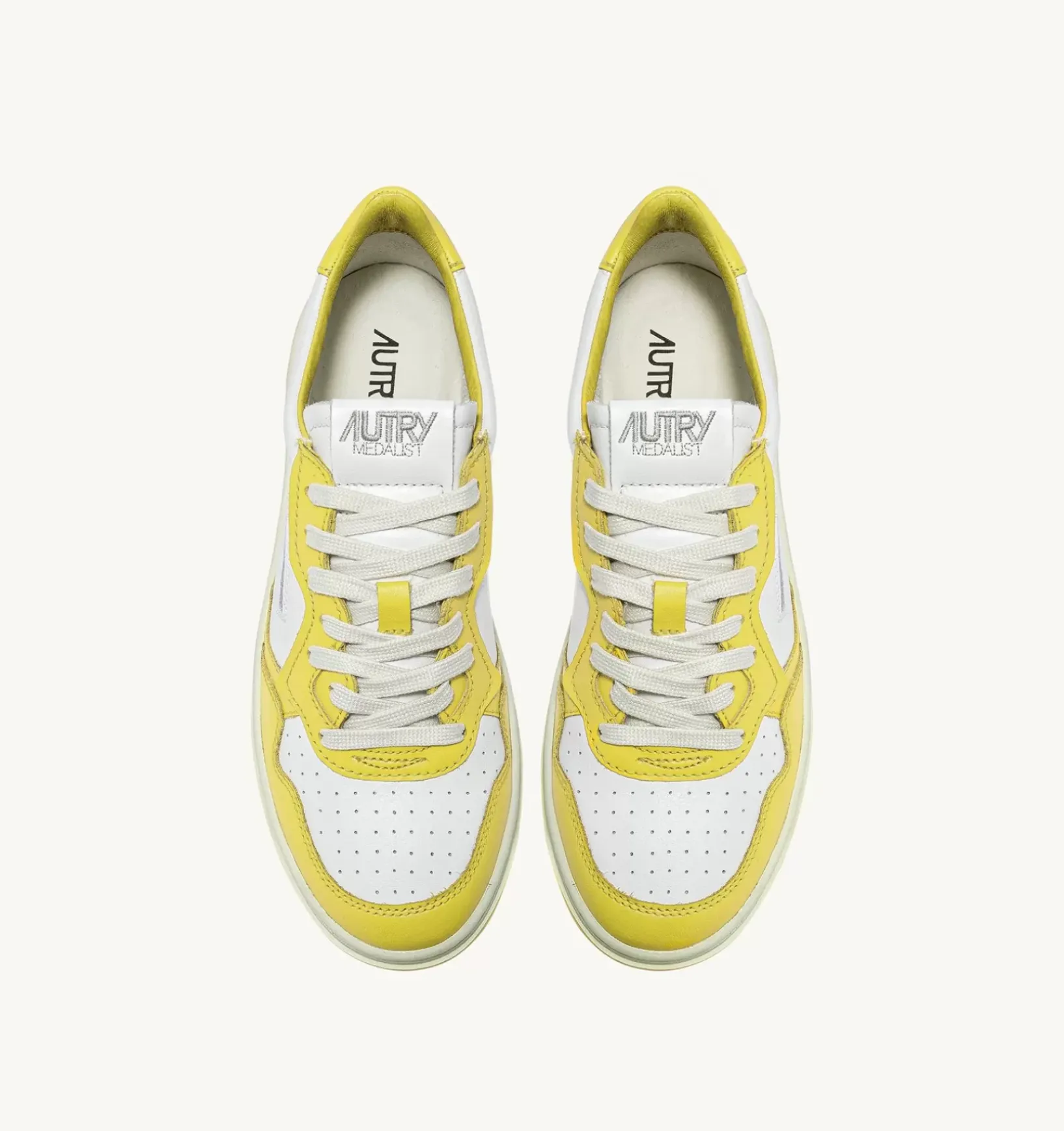 Sneakers Medalist Low In Pelle Bicolore Bianco E Giallo