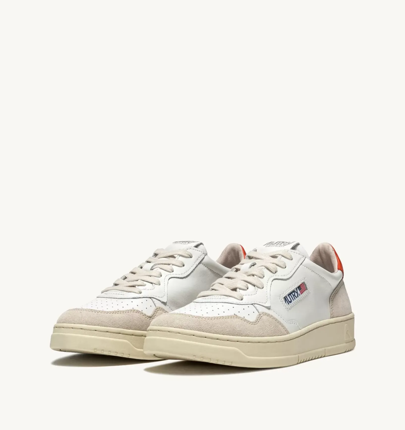 Sneakers Medalist Low In Suede E Pelle Bianca E Arancione
