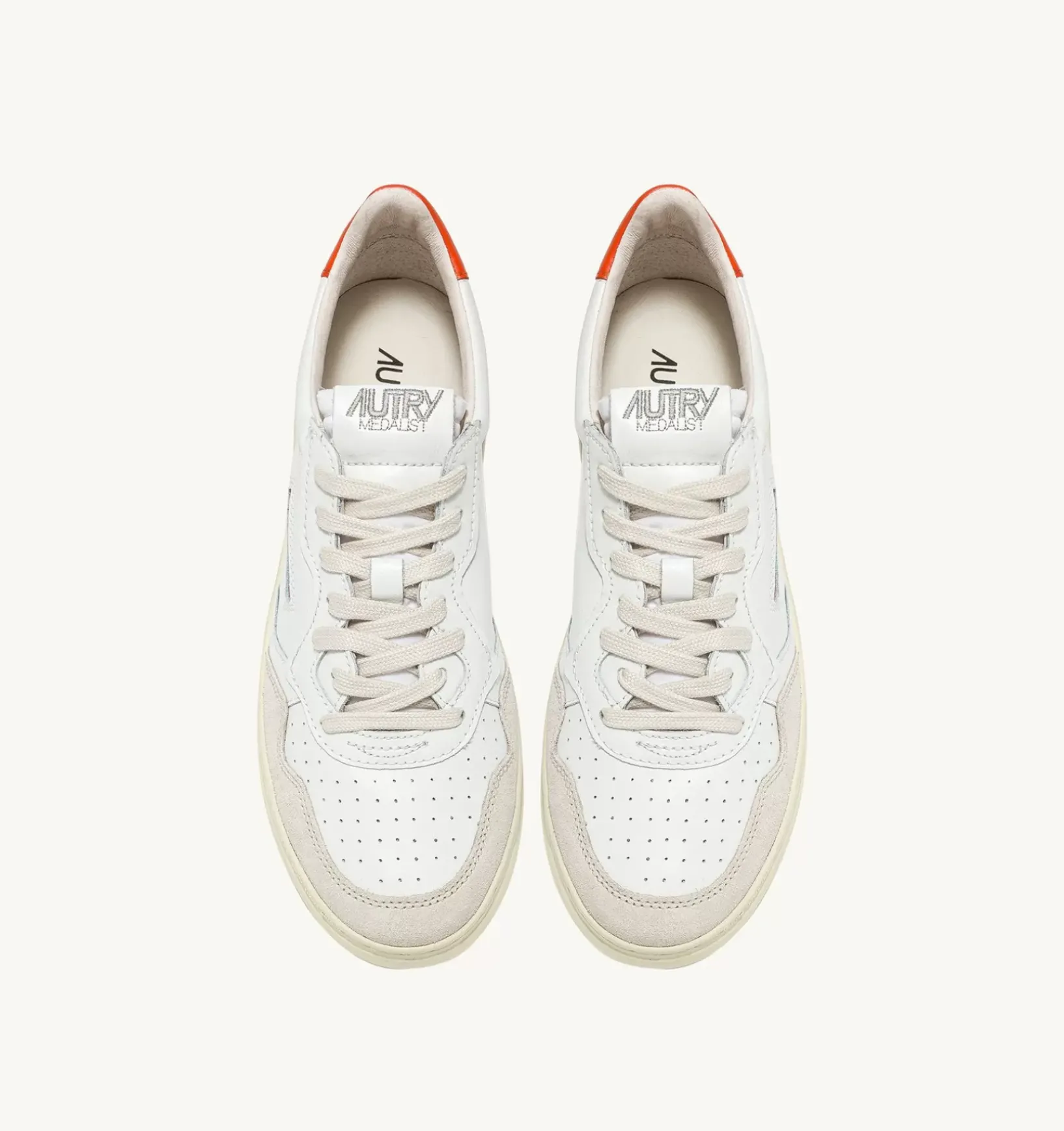 Sneakers Medalist Low In Suede E Pelle Bianca E Arancione