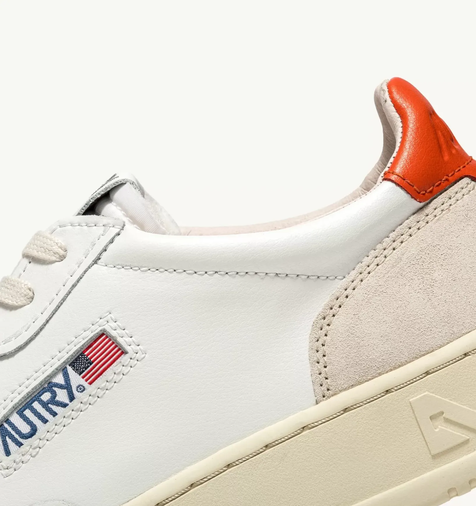 Sneakers Medalist Low In Suede E Pelle Bianca E Arancione