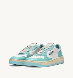 Sneakers Medalist Low In Pelle Bicolore Bianco E Turquoise