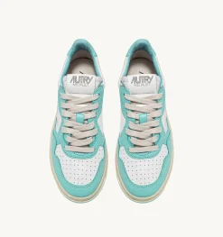 Sneakers Medalist Low In Pelle Bicolore Bianco E Turquoise