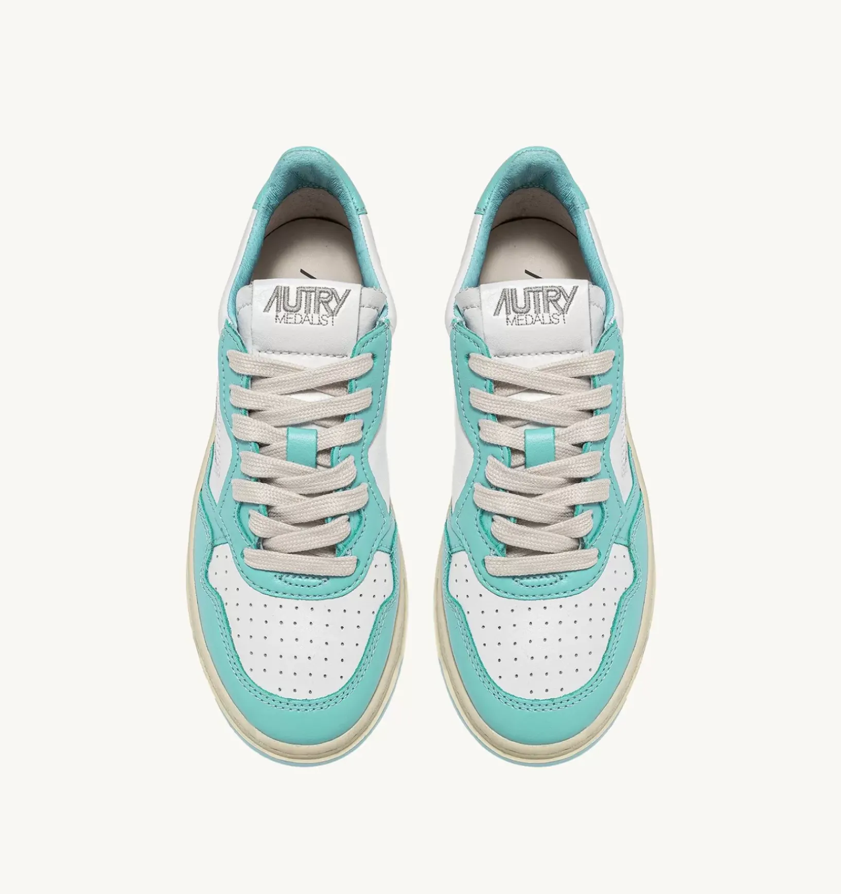 Sneakers Medalist Low In Pelle Bicolore Bianco E Turquoise