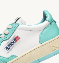 Sneakers Medalist Low In Pelle Bicolore Bianco E Turquoise