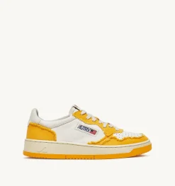 Sneakers Medalist Low In Pelle Di Capra E Tela Bianco Mango