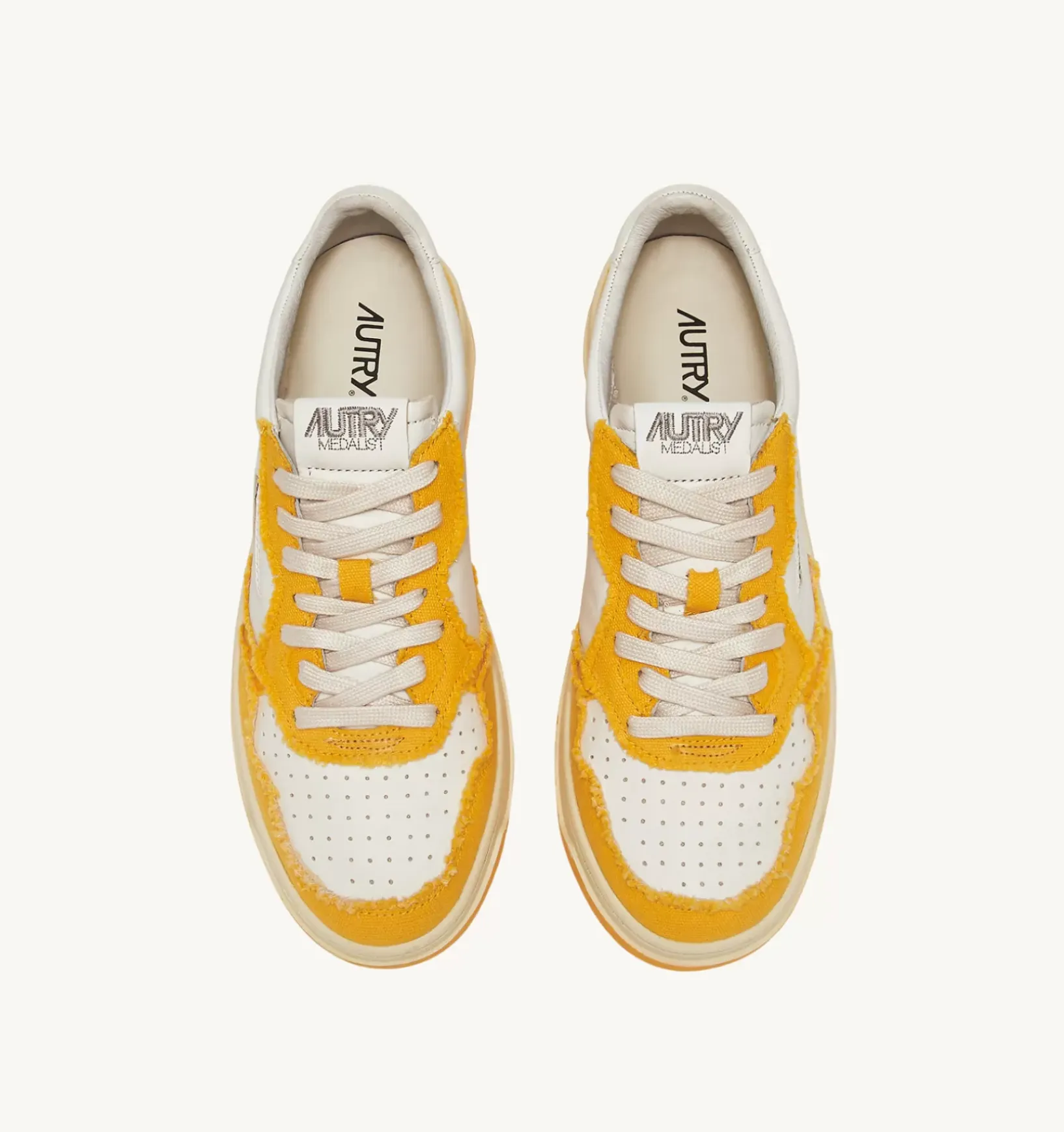 Sneakers Medalist Low In Pelle Di Capra E Tela Bianco Mango