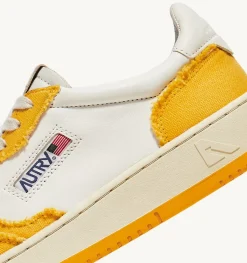Sneakers Medalist Low In Pelle Di Capra E Tela Bianco Mango