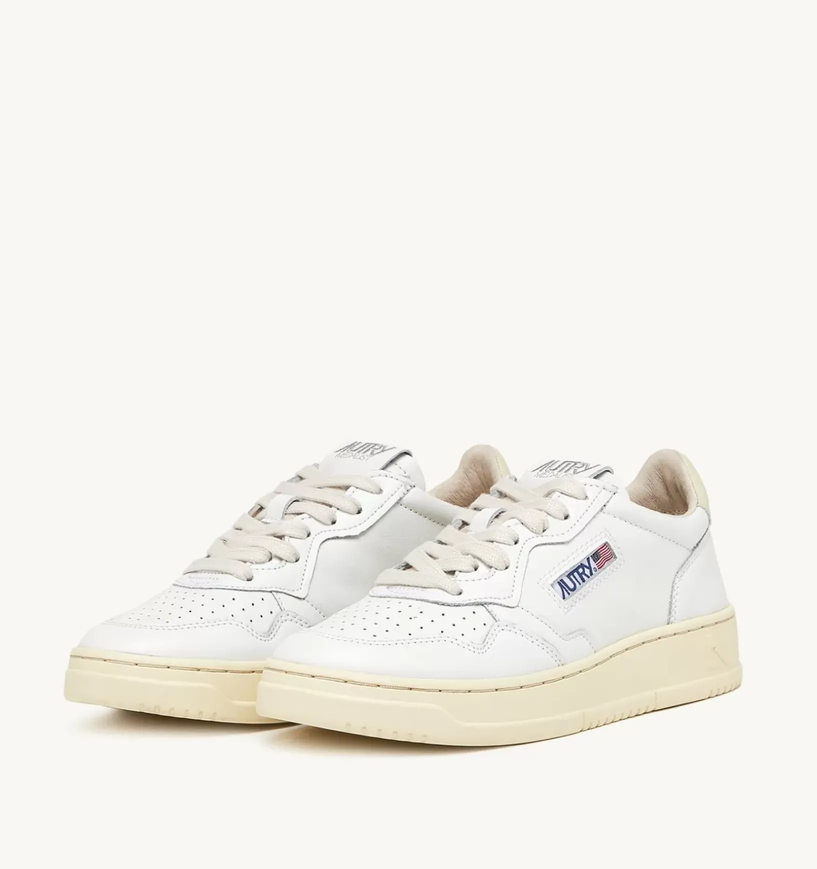 Sneakers Medalist Low In Pelle Bianca E Beige