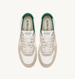 Sneakers Medalist Low In Pelle E Suede Bianco E Verde
