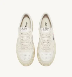 Sneakers Medalist Low In Pelle Di Capra E Tela Bianco Ivory