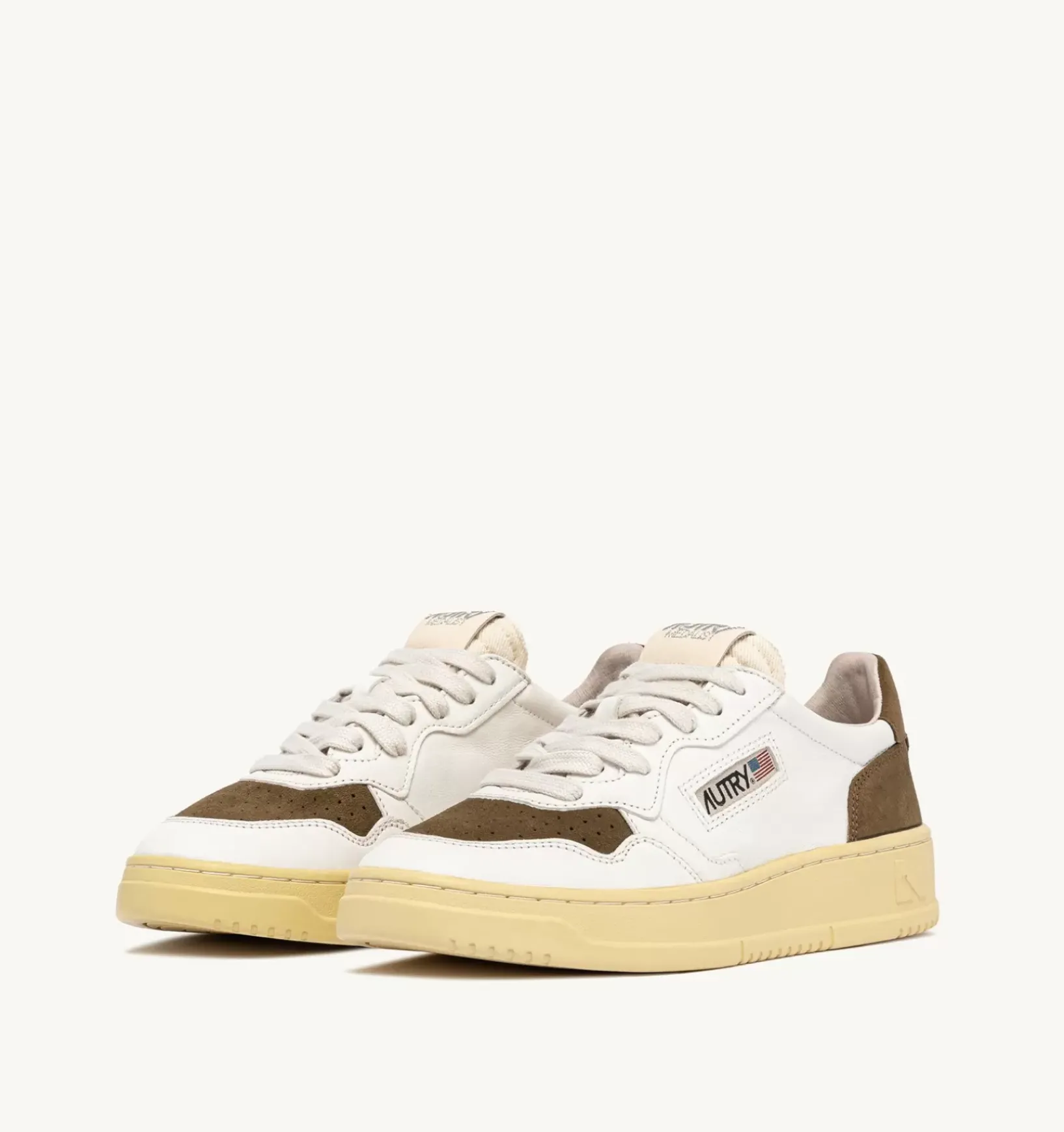 Sneakers Medalist Low In Pelle E Suede Bianco E Marrone