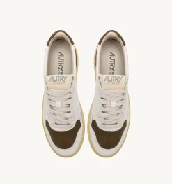 Sneakers Medalist Low In Pelle E Suede Bianco E Marrone