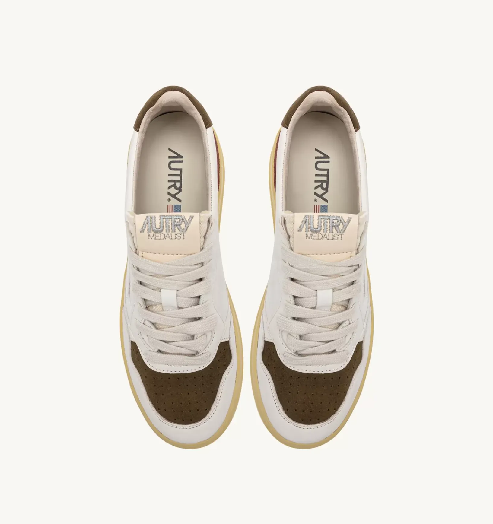 Sneakers Medalist Low In Pelle E Suede Bianco E Marrone