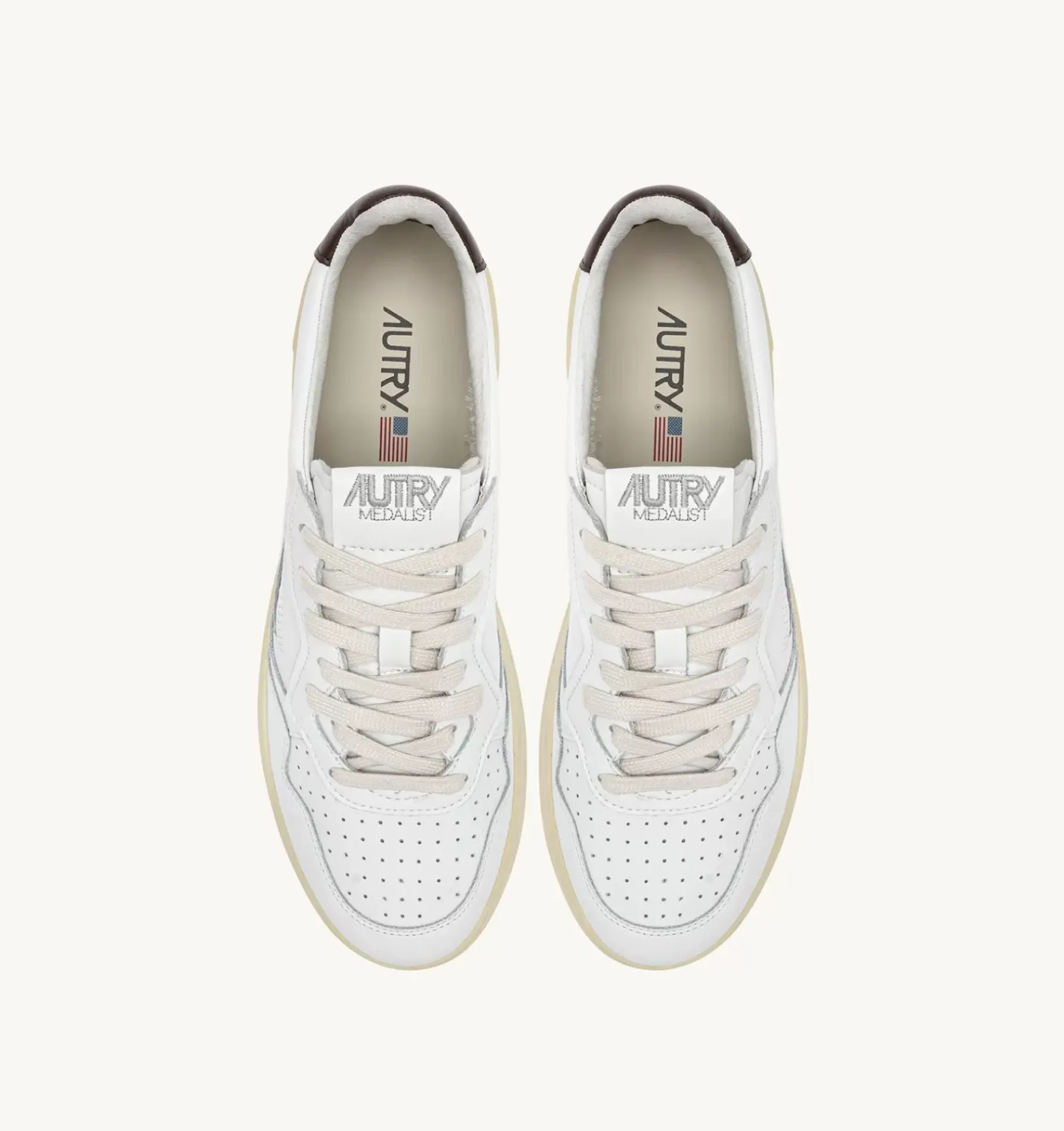 Sneakers Medalist Low In Pelle Bianca E Marrone