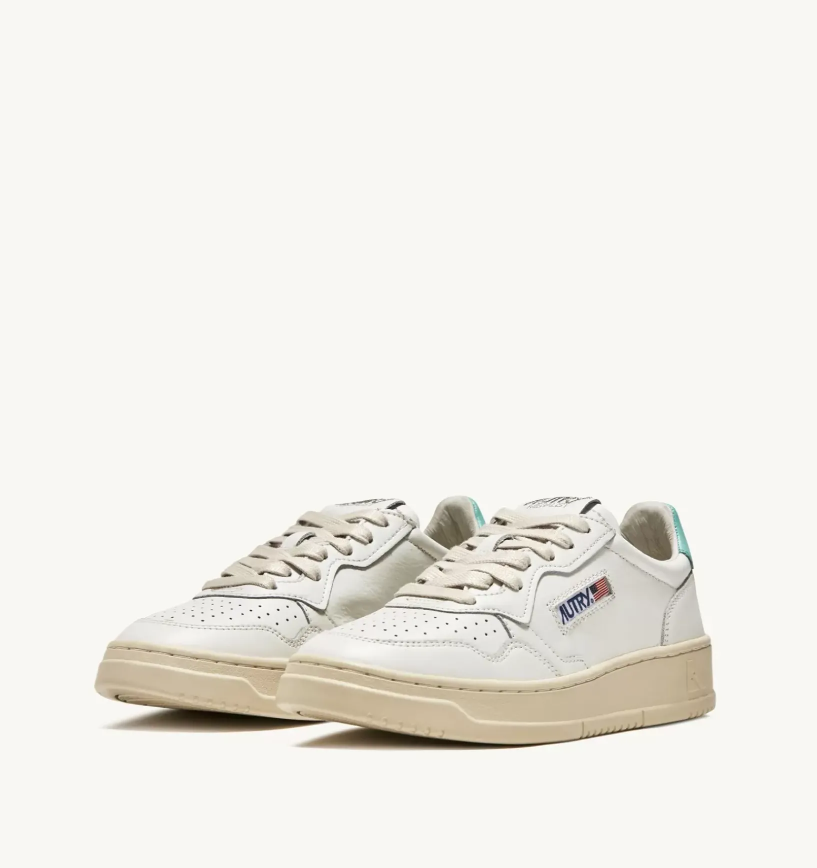 Sneakers Medalist Low In Pelle Bianca E Turquoise