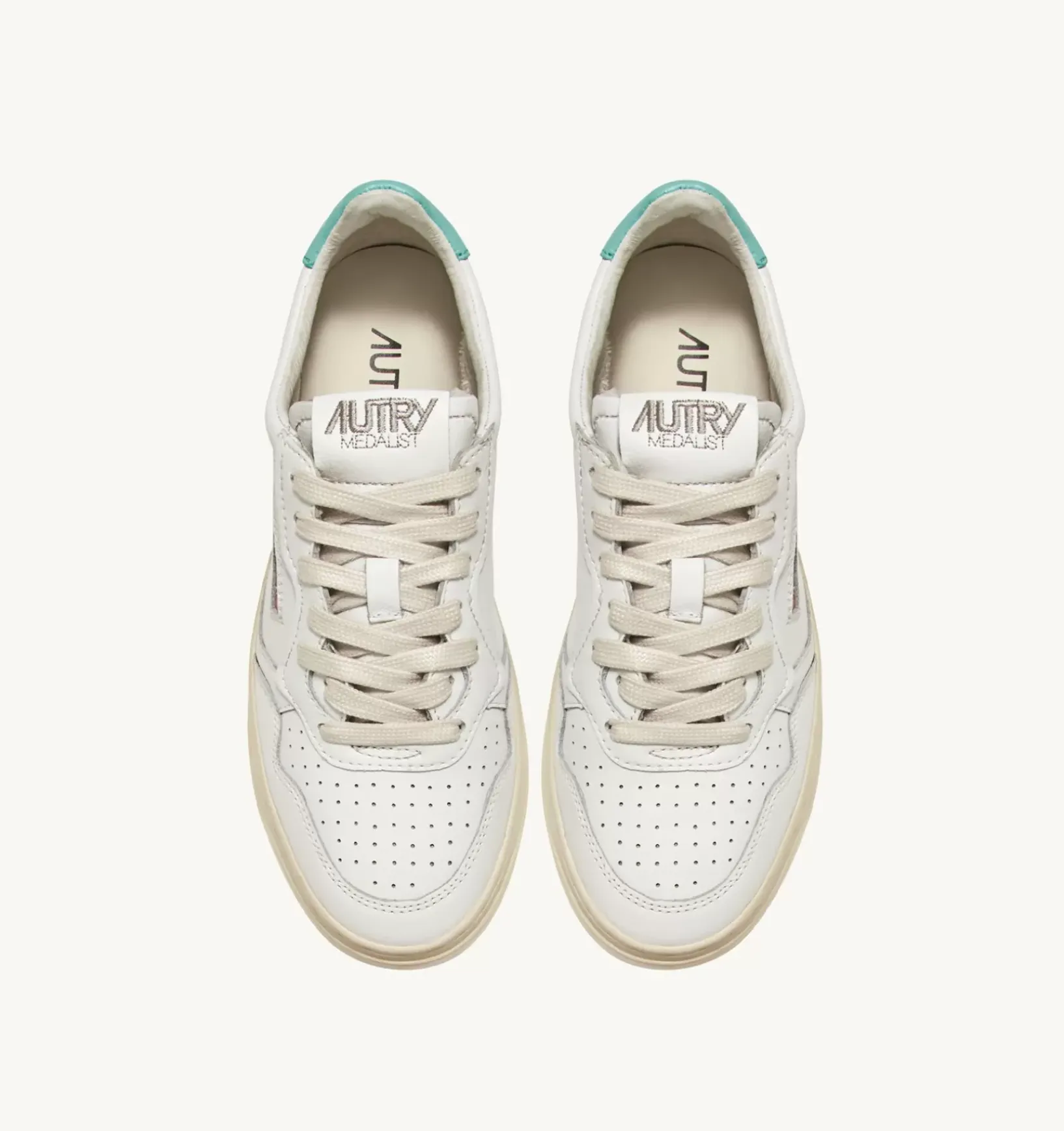 Sneakers Medalist Low In Pelle Bianca E Turquoise