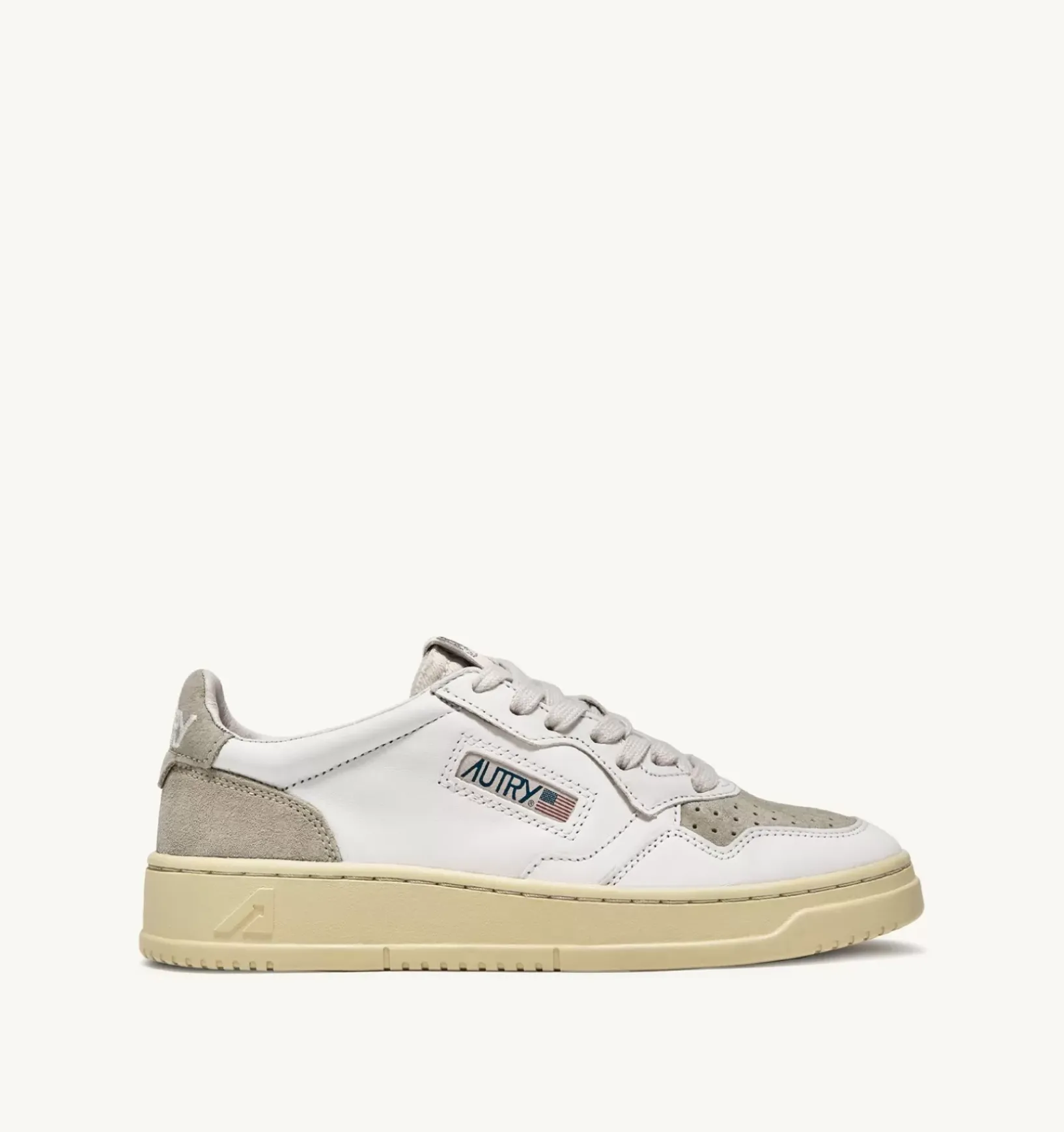 Sneakers Medalist Low In Suede E Pelle Bianca E Sand