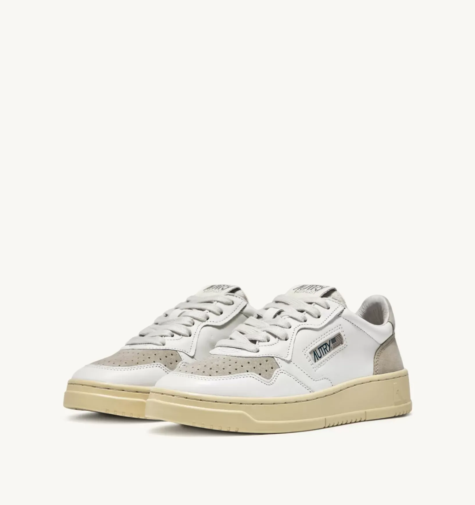 Sneakers Medalist Low In Suede E Pelle Bianca E Sand