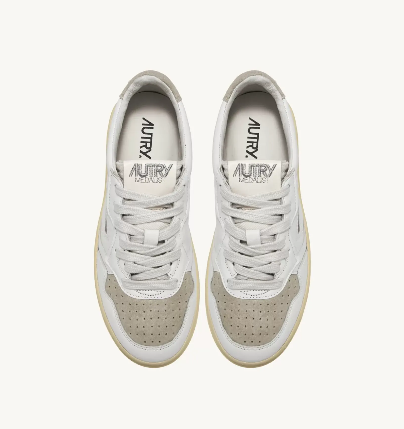 Sneakers Medalist Low In Suede E Pelle Bianca E Sand
