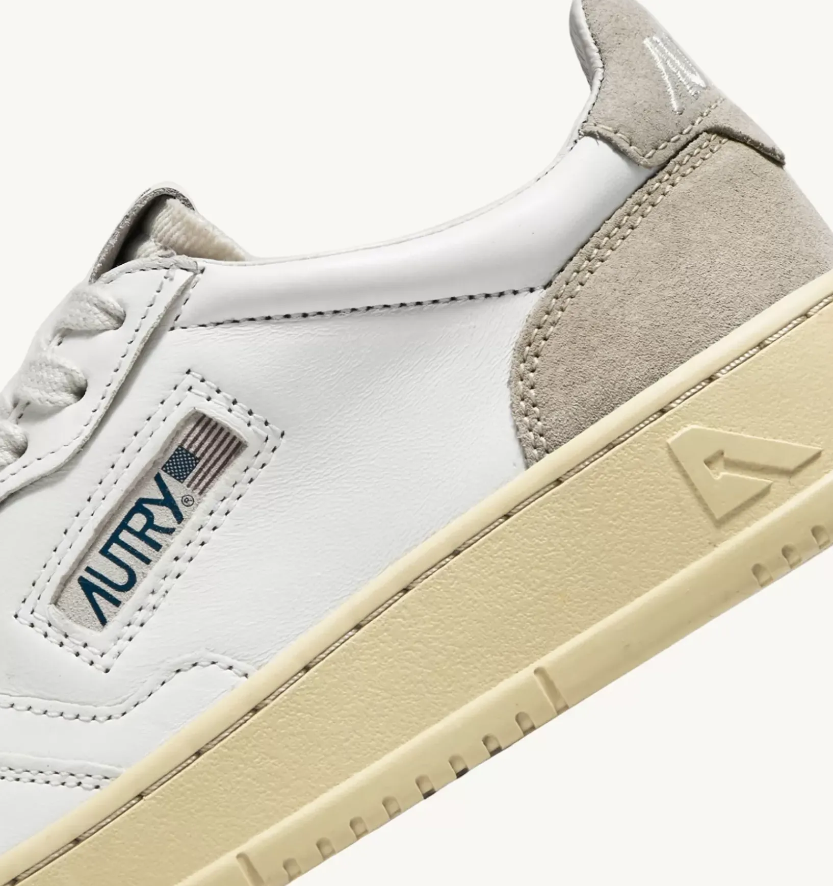Sneakers Medalist Low In Suede E Pelle Bianca E Sand