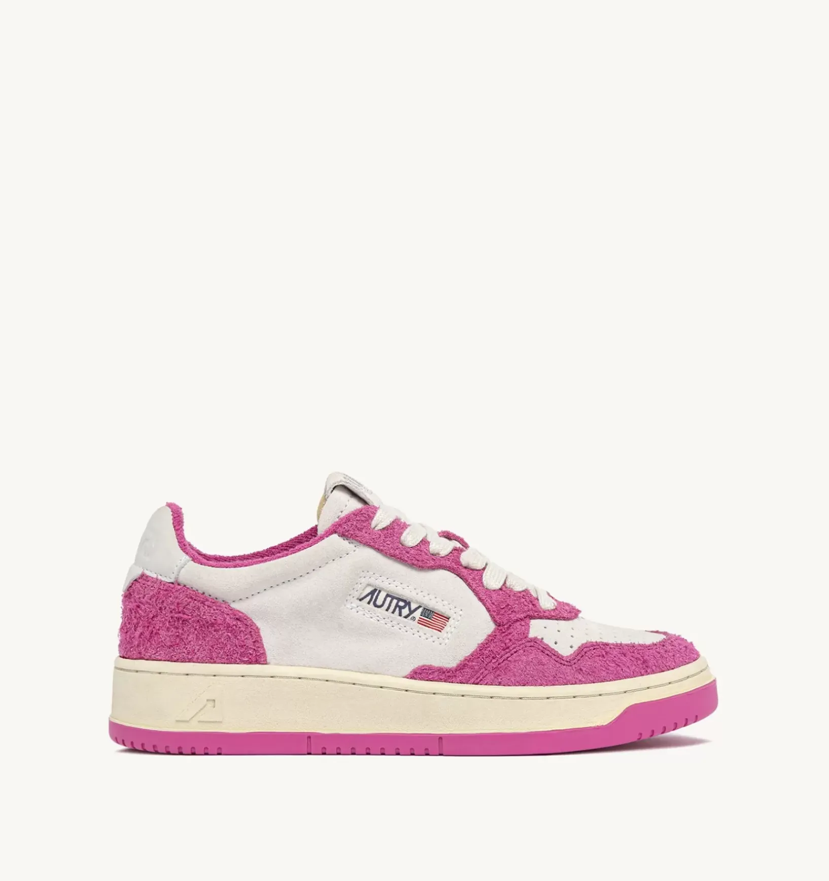 Sneakers Medalist Low In Suede Bianco E Suede Effetto Hair Fucsia