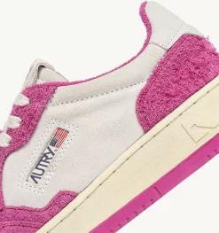 Sneakers Medalist Low In Suede Bianco E Suede Effetto Hair Fucsia