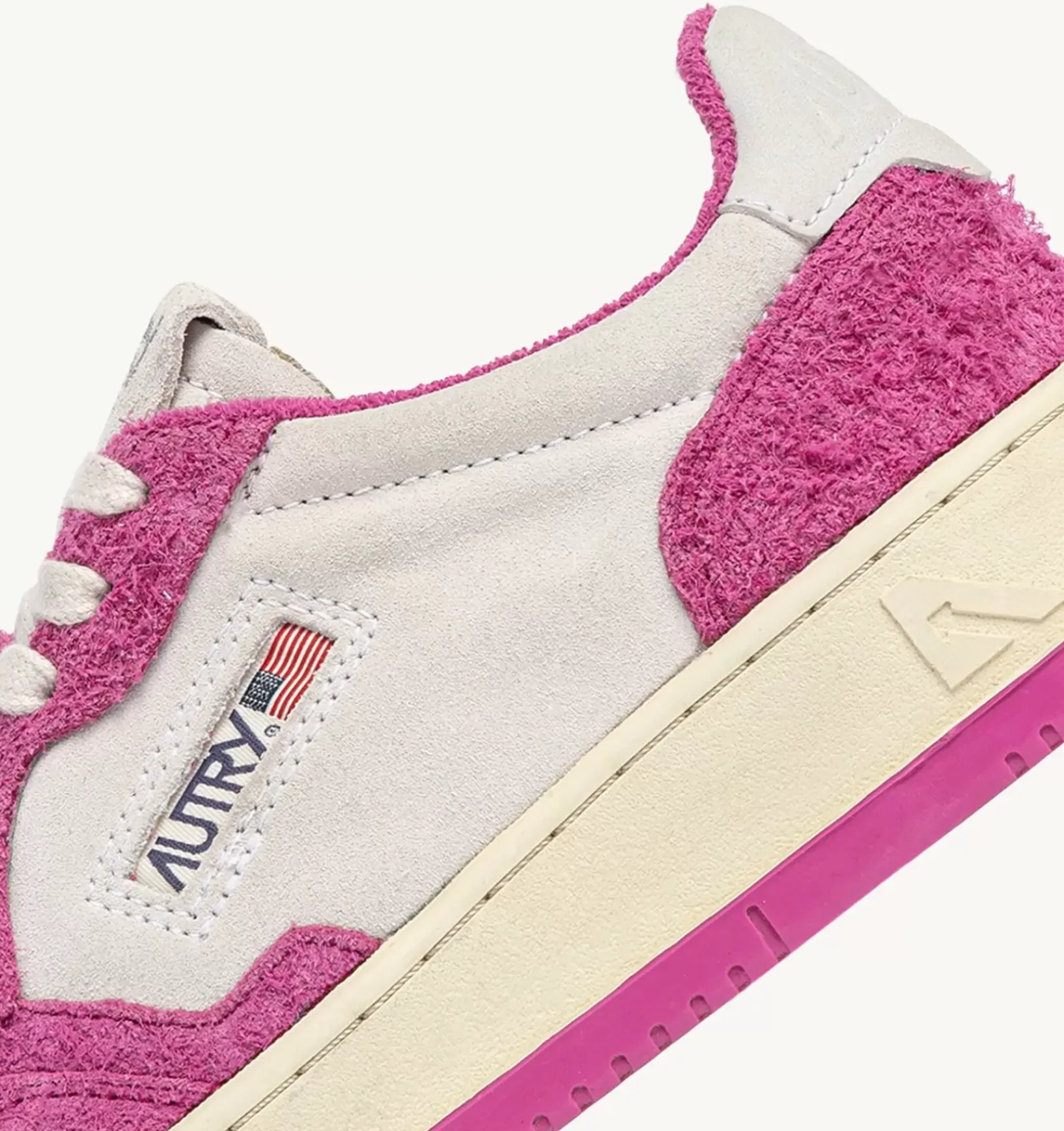 Sneakers Medalist Low In Suede Bianco E Suede Effetto Hair Fucsia