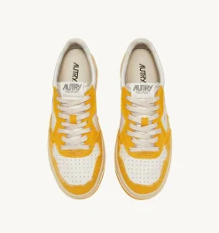 Sneakers Medalist Low In Pelle Di Capra E Tela Bianco Mango