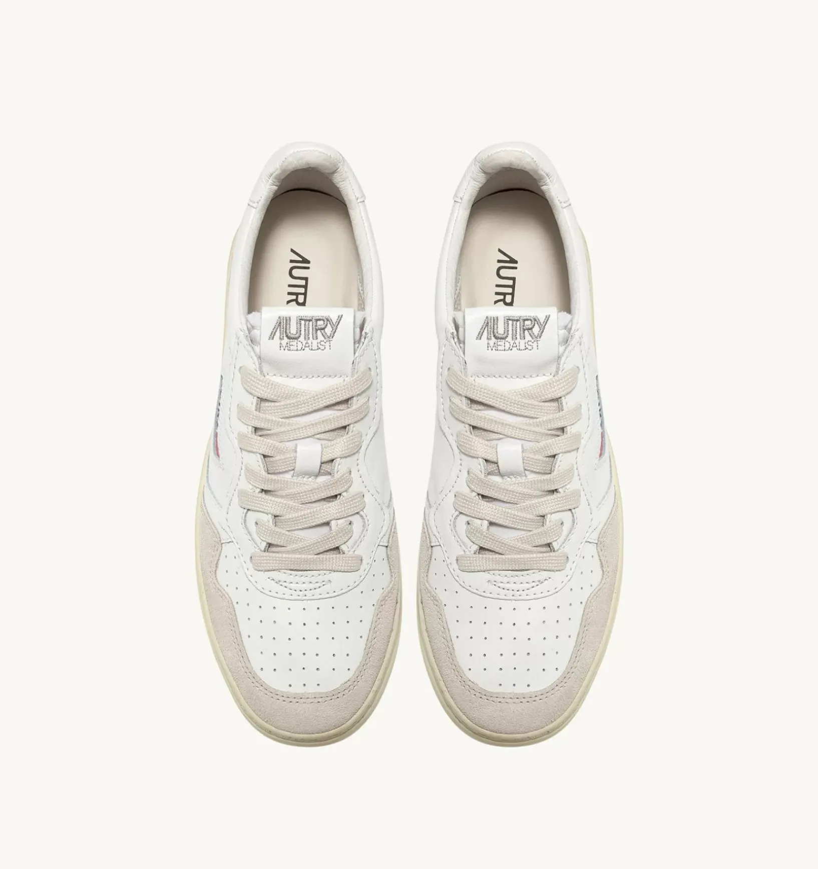 Sneakers Medalist Low In Suede E Pelle Bianca