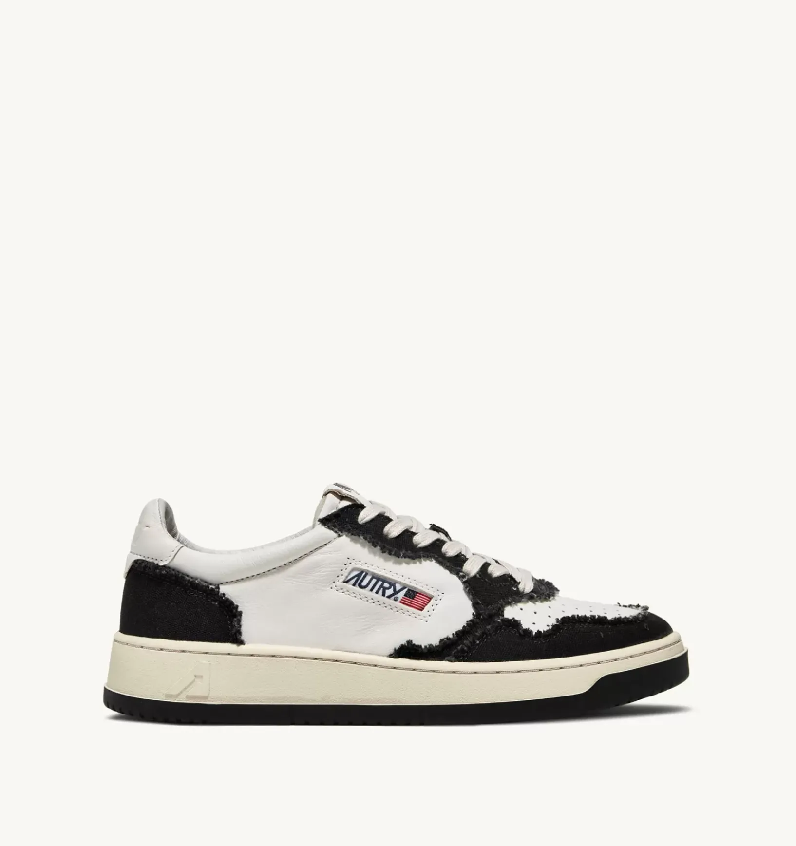 Sneakers Medalist Low In Pelle Di Capra E Tela Bicolor Bianco Nero