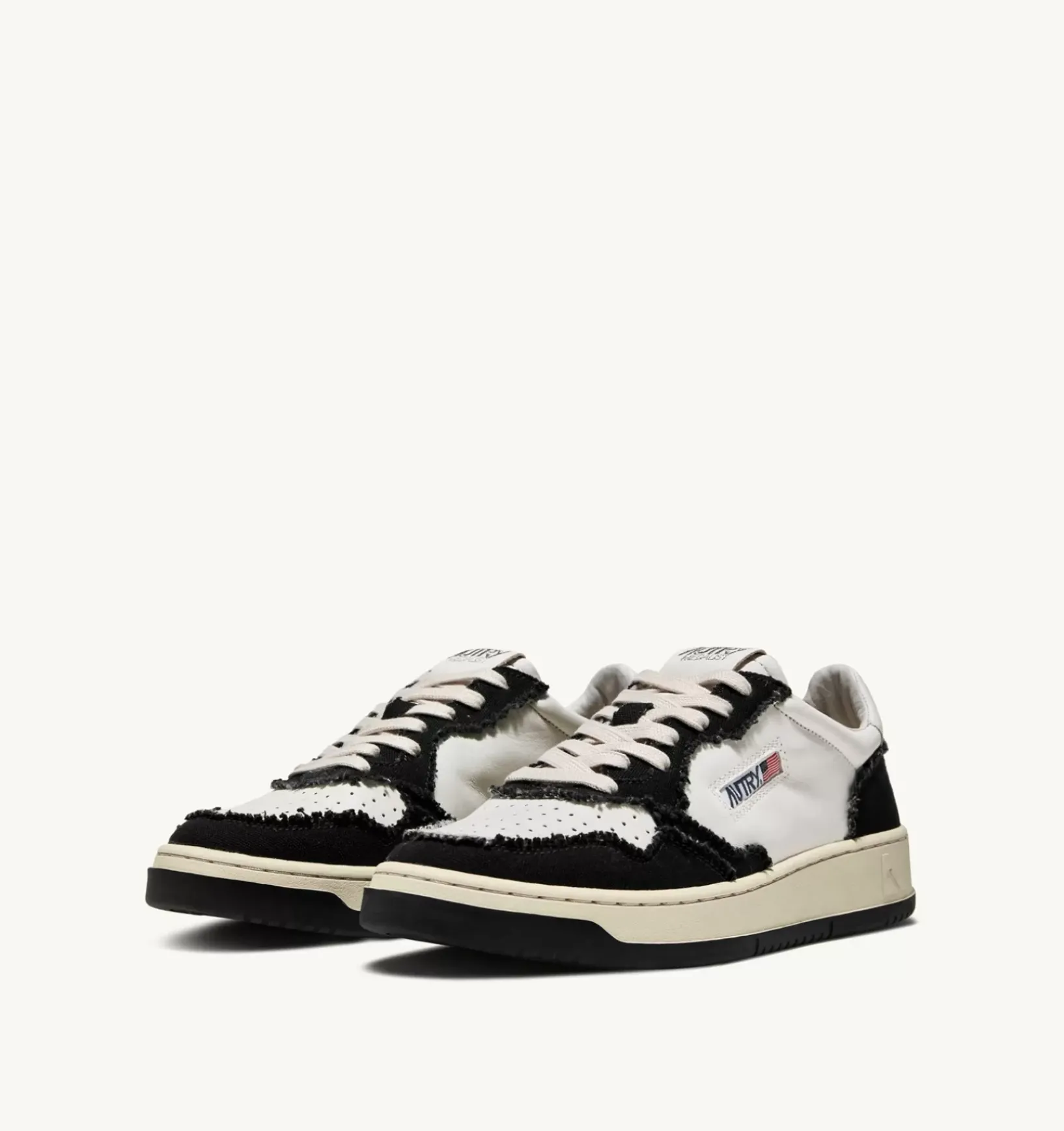 Sneakers Medalist Low In Pelle Di Capra E Tela Bicolor Bianco Nero