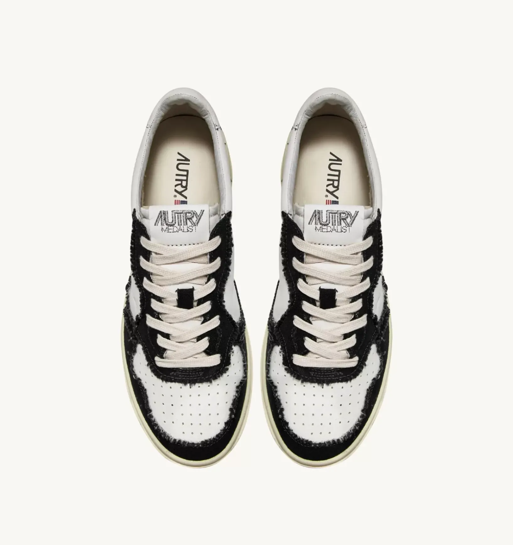 Sneakers Medalist Low In Pelle Di Capra E Tela Bicolor Bianco Nero