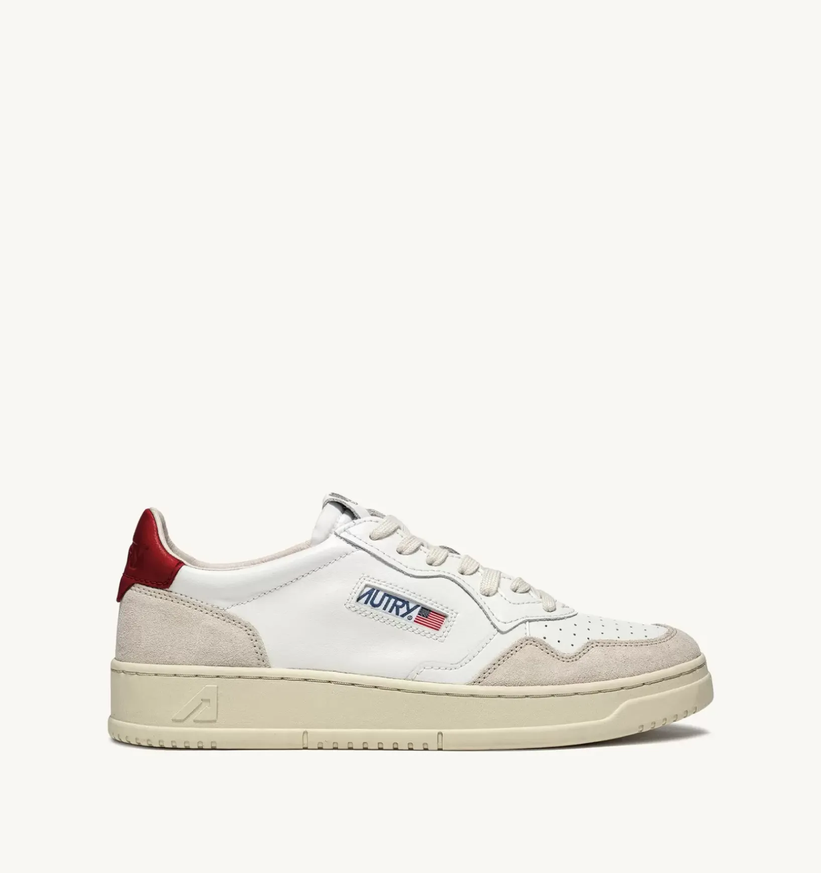 Sneakers Medalist Low In Suede E Pelle Bianca E Rossa