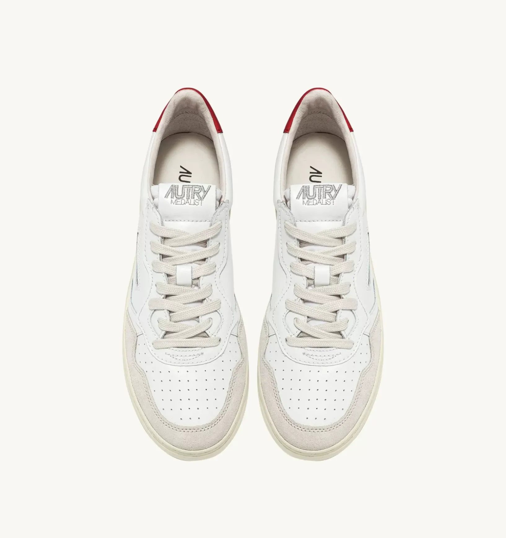 Sneakers Medalist Low In Suede E Pelle Bianca E Rossa