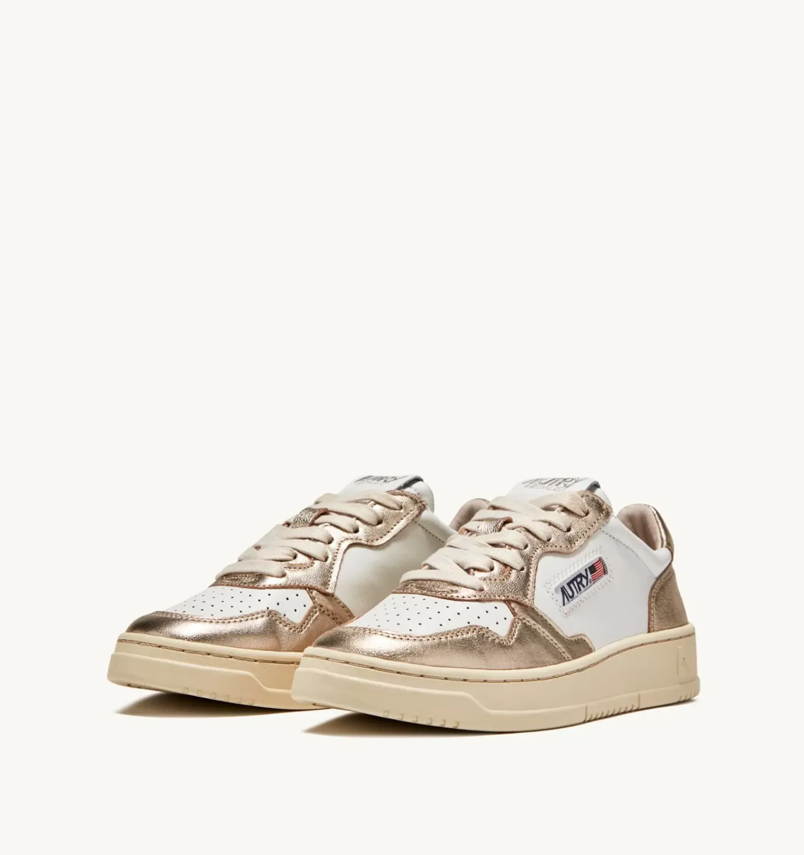 Sneakers Medalist Low In Pelle Bicolor Bianco E Platinum