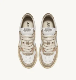 Sneakers Medalist Low In Pelle Bicolor Bianco E Platinum