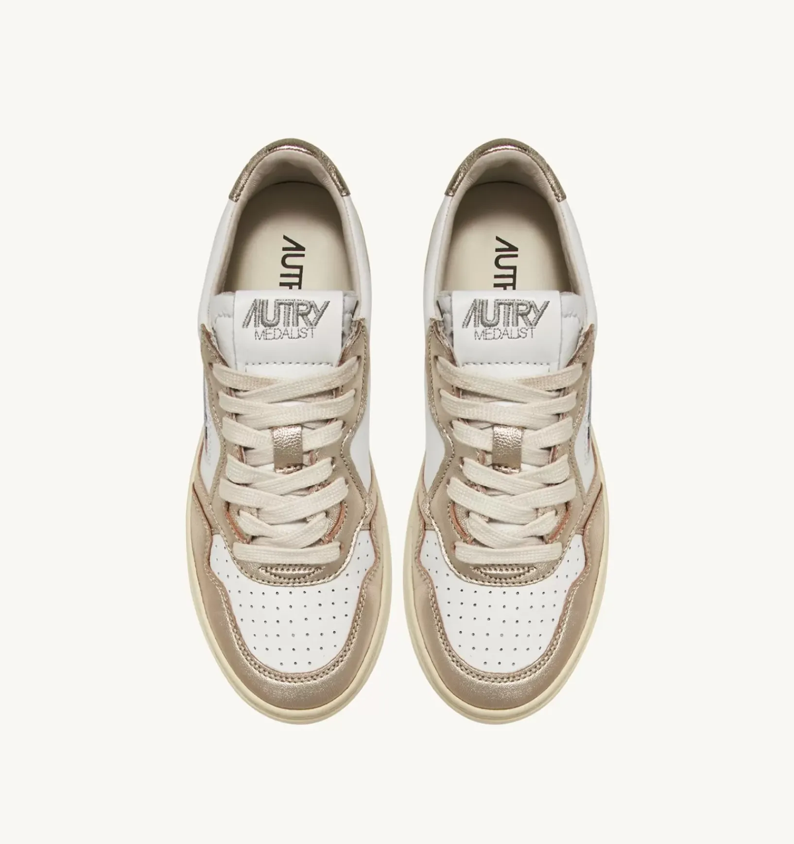 Sneakers Medalist Low In Pelle Bicolor Bianco E Platinum
