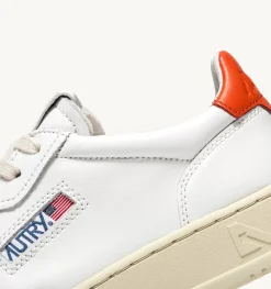 Sneakers Medalist Low In Pelle Bianca E Arancione