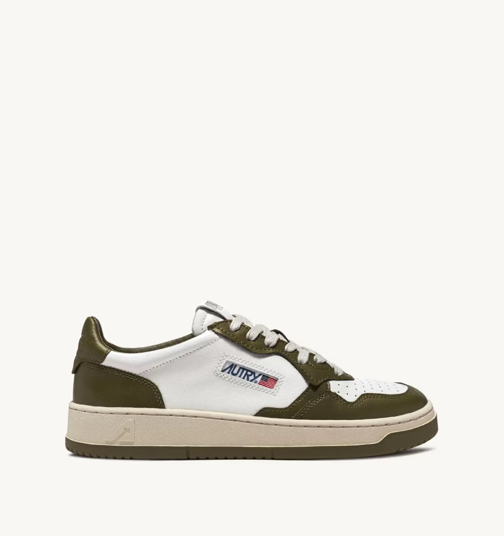 Sneakers Medalist Low In Pelle Bicolore Bianca E Oliva