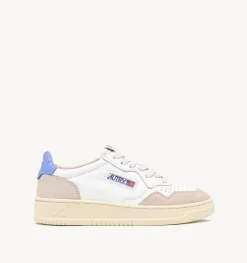 Sneakers Medalist Low In Pelle Bianca E Azzurra E Suede Beige