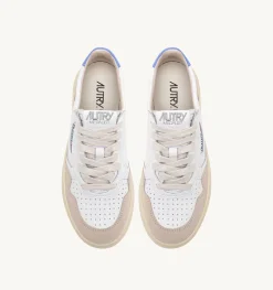 Sneakers Medalist Low In Pelle Bianca E Azzurra E Suede Beige