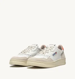 Sneakers Medalist Low In Suede E Pelle Bianca E Arancione