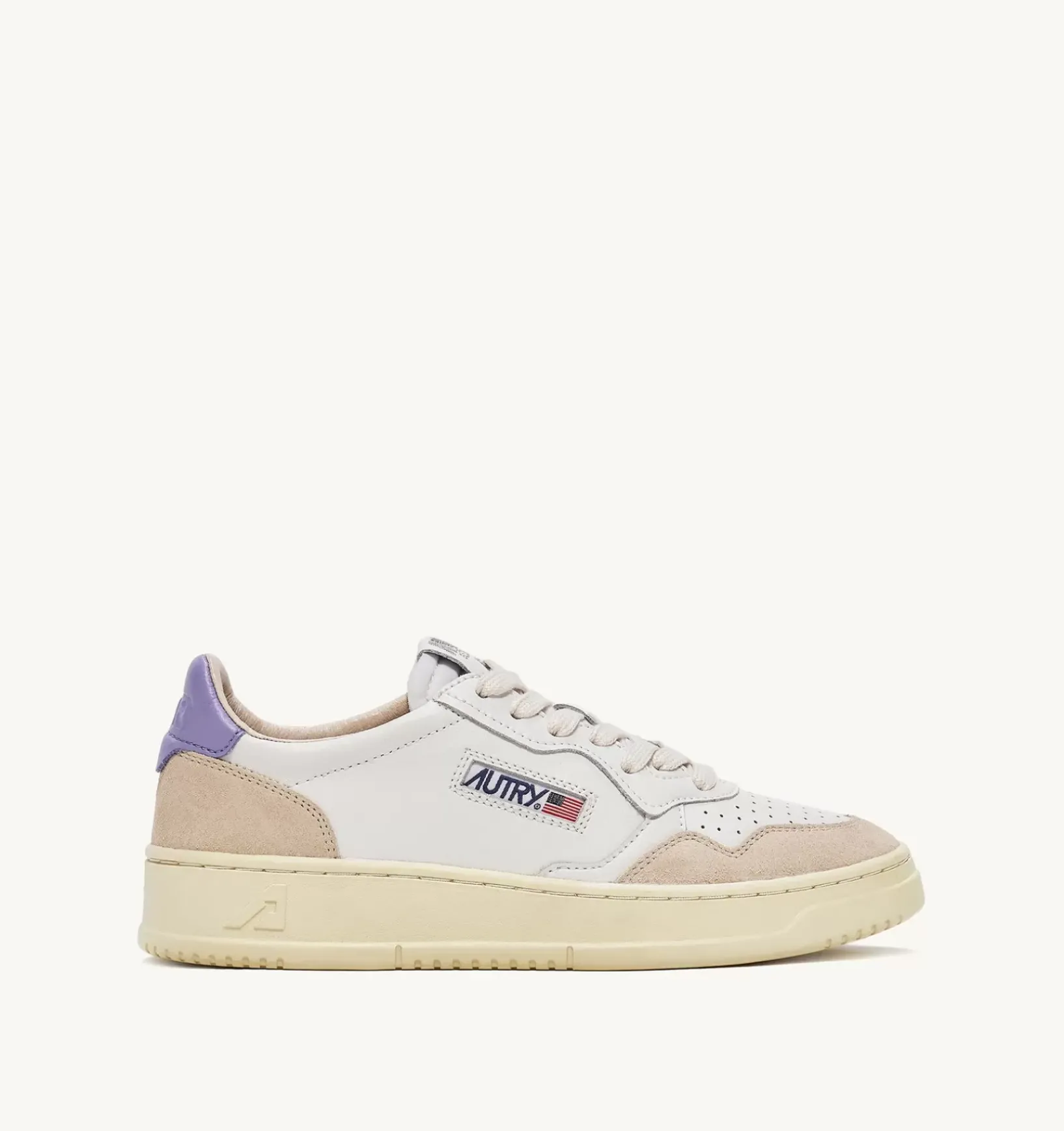 Sneakers Medalist Low In Suede E Pelle Bianca E Lavander